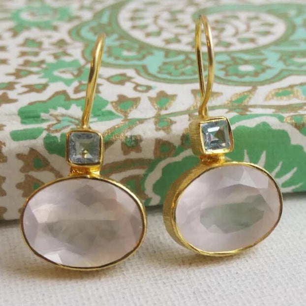 Oversized Geometric Crystal Glass Long Drop Earrings for Women