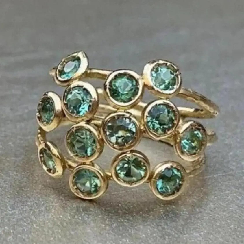 Retro Geometric Openwork Ring – Cubic Zirconia Accents, Elegant for Parties