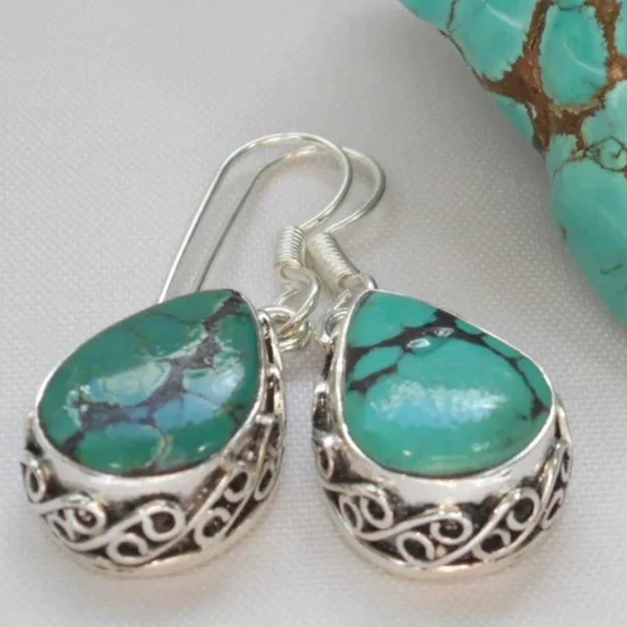 Turquoise Diamond Party Earrings