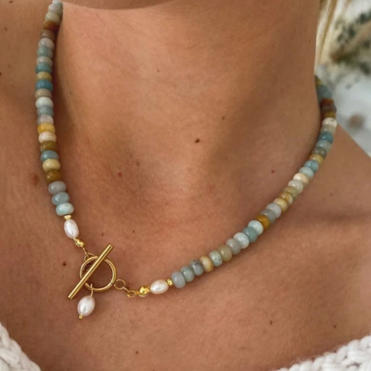 Natural Stone Freshwater Pearl Clavicle Necklace