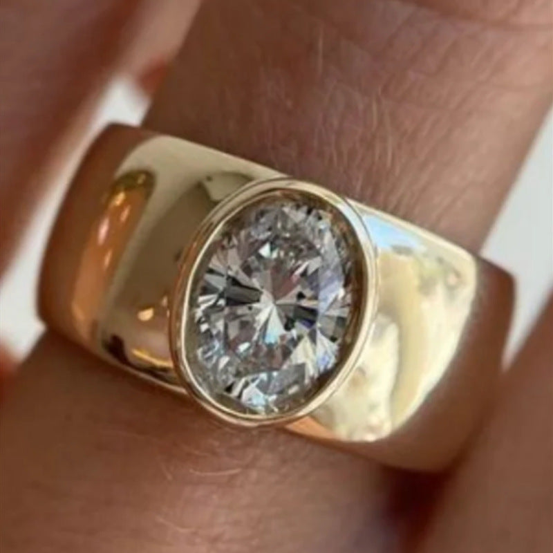 Wide Crystal Band Ring | Unisex Party Jewelry