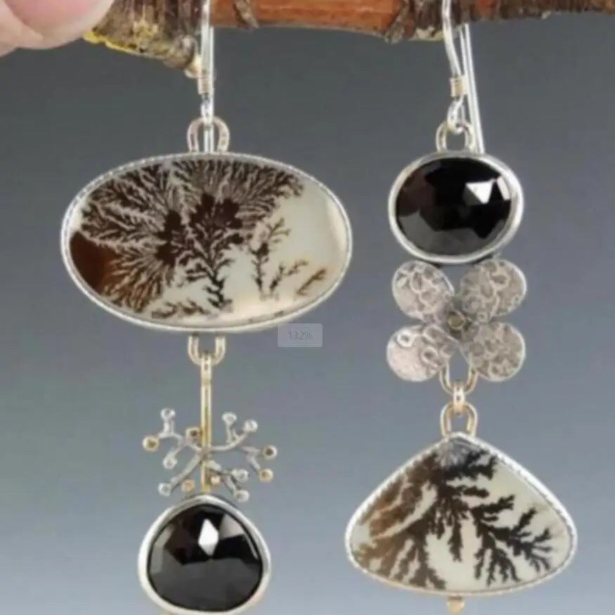 Asymmetric Leaf Texture Earrings