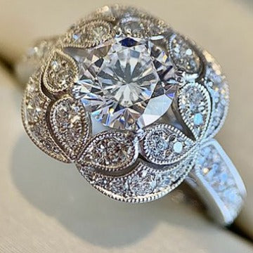 Ethnic Floral Zircon Ring