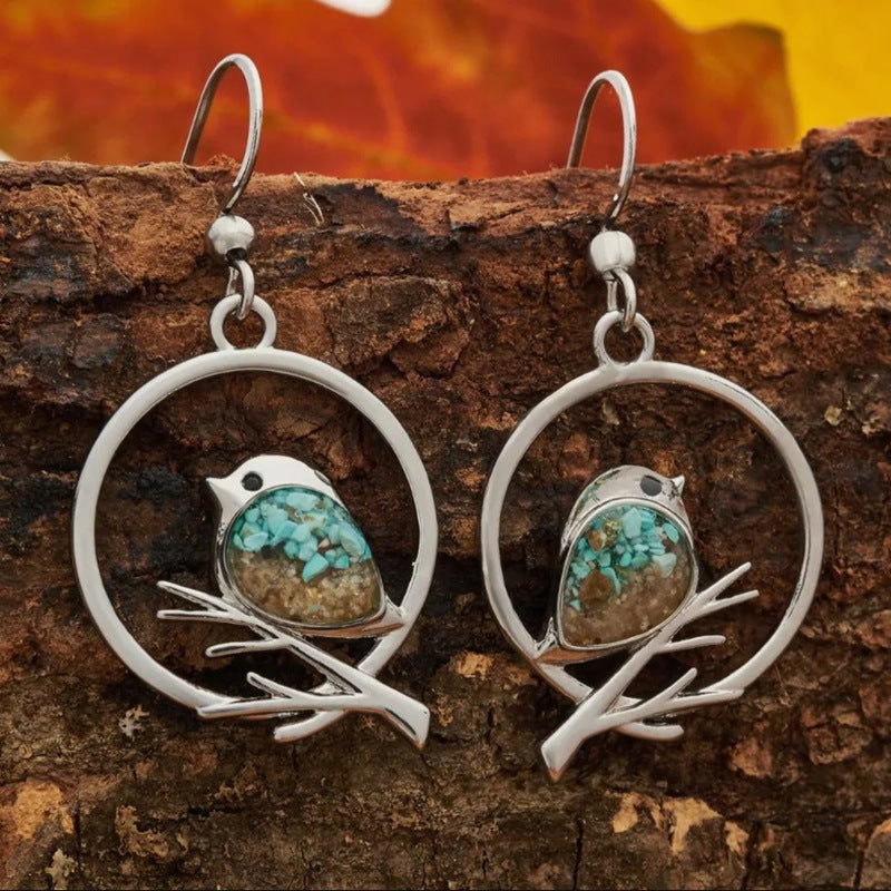 Bird Branch Gemstone Earrings