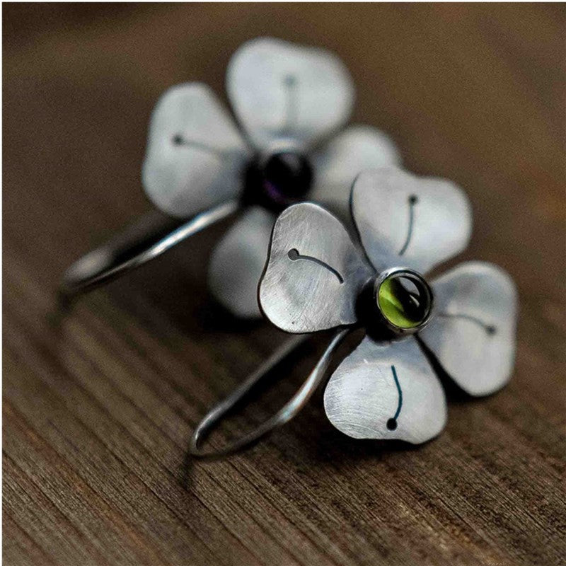 Geometric Dual-Stone Earrings