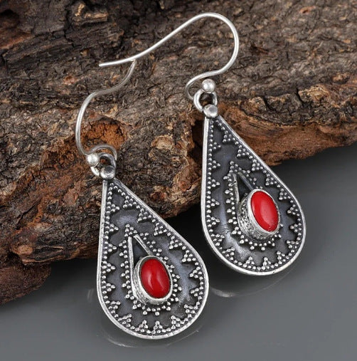 Waterdrop Red Gemstone Earrings