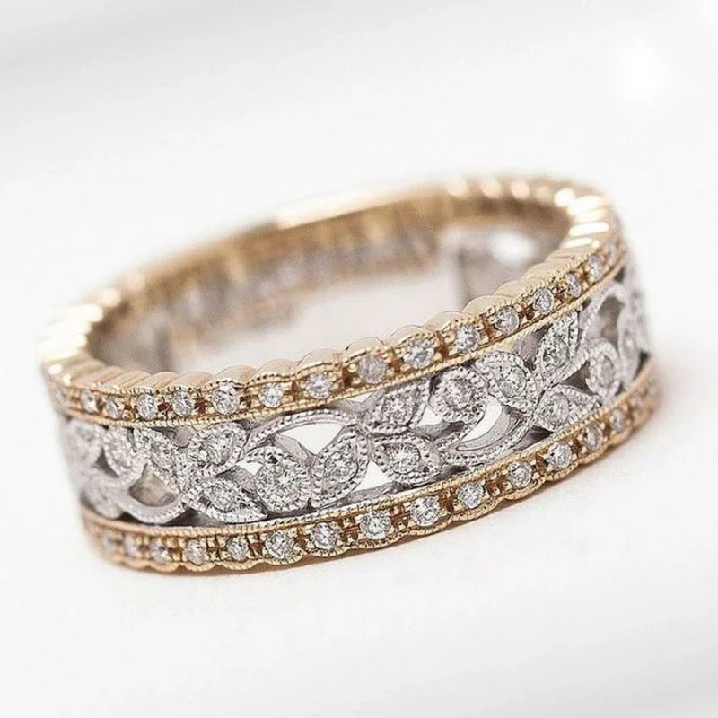 French Hollow Flower Full Diamond Ring