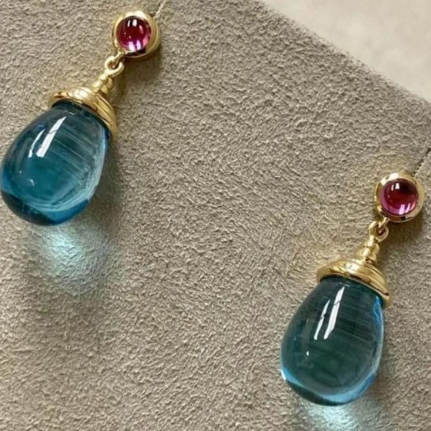 Gold Natural Stone Waterdrop Earrings