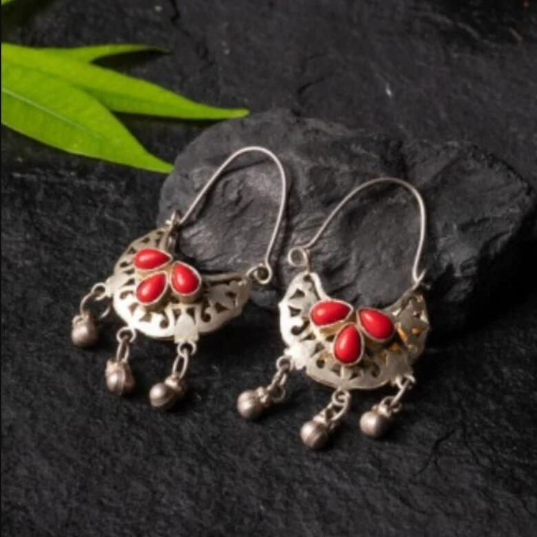Lock Red Turquoise Ear Drops