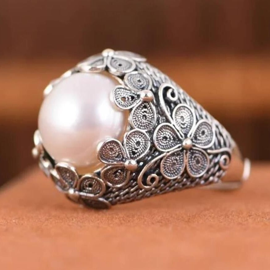 Flower Pearl Open Ring