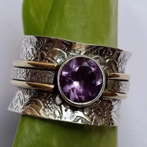Amethyst Stone Ring | Ethnic Style Women's Jewelry