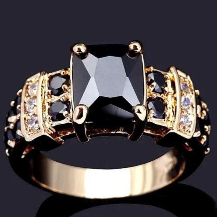 Gold Square Zircon Engagement Ring