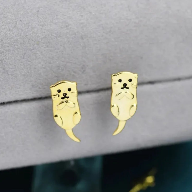 Otter Gold-Plated Ear Studs