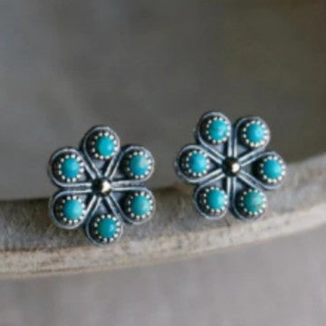 Turquoise Snowflake Stud Earrings