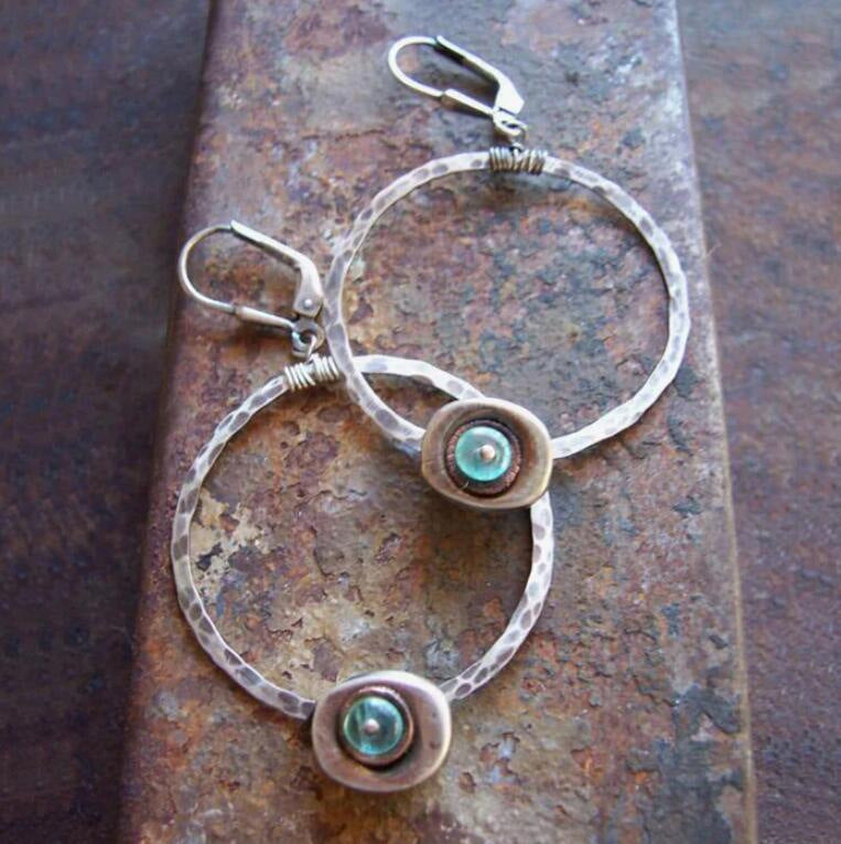 Round Aquamarine Pendant Earrings