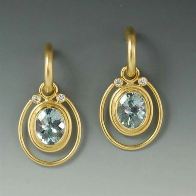 Geometric Colored Stone Earrings