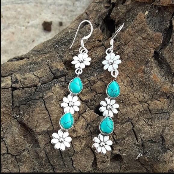 Silver Floral Ear Drops