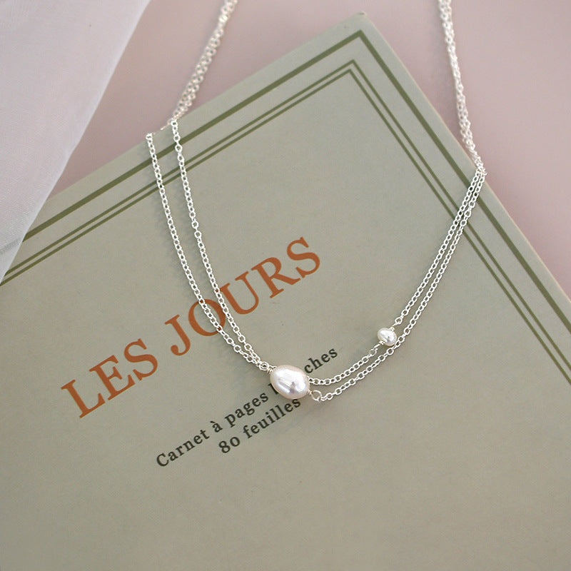 Korean style simple freshwater pearl necklace