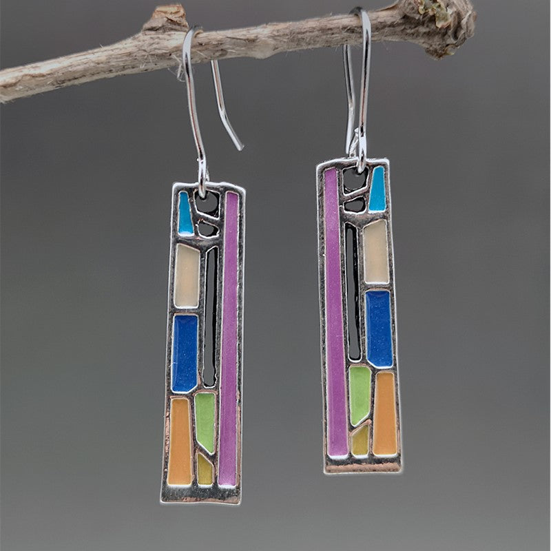 Rainbow Geometric Ear Drops