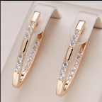 Rose gold inlaid sparkling zircon earrings