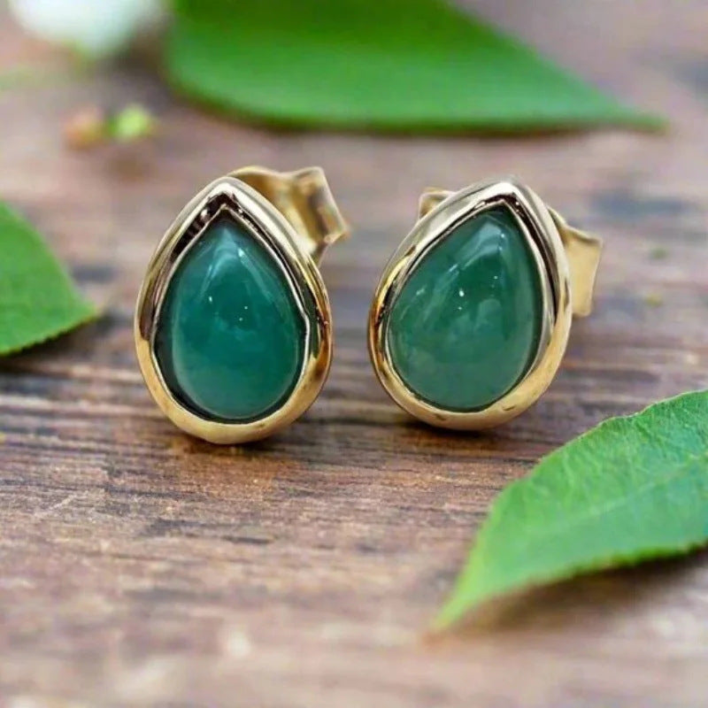 Nephrite Waterdrop Ear Studs