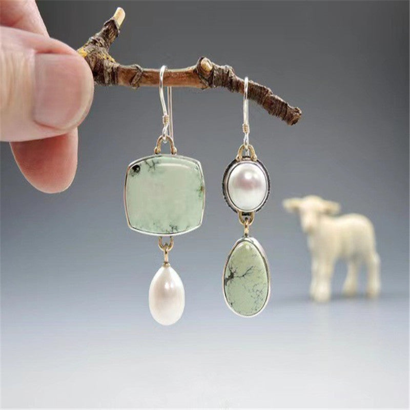 Gold Leaf Pearl Vintage Earrings