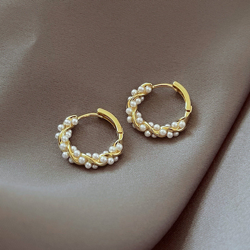 Twisted Pearl Hoop Earrings