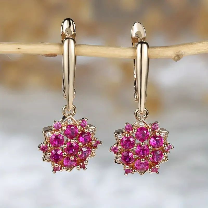 Purple Zirconia Floral Ear Drops