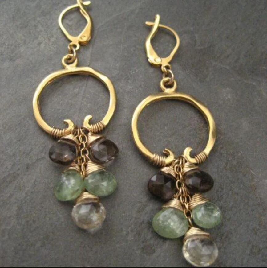 Vintage Gold Clip-On Stone Circle Earrings