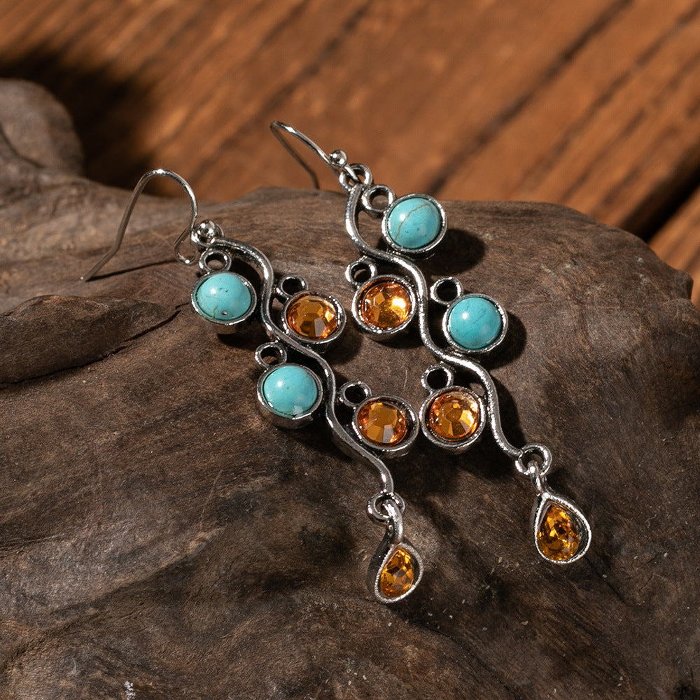 Turquoise Fringe Long Earrings