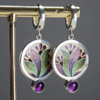 Creative flower inlaid purple diamond earrings
