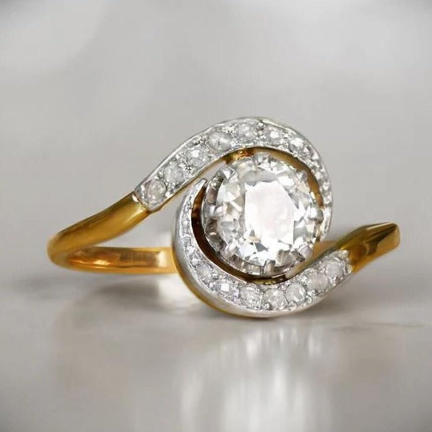 Gold Zircon Engagement Ring