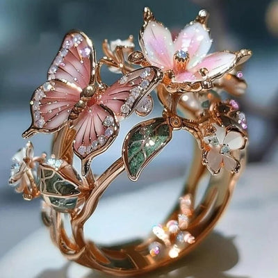 Colorful oil dripping butterfly personality ring-Adjustable opening