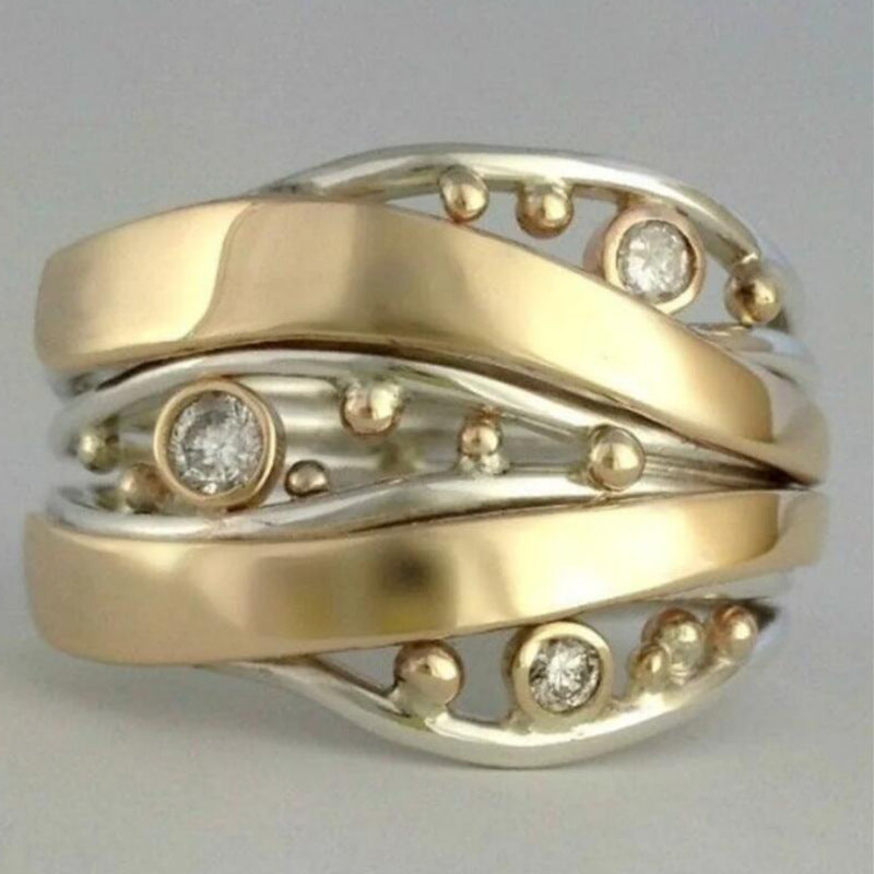 Wide Irregular Geometric Crystal Bead Ring