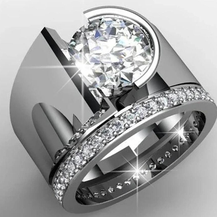 Moissanite Couple Engagement Ring