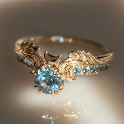 Sea Blue Zircon Dual-Tone Ring