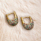 Light luxury copper-plated 18K real gold inlaid zircon exquisite earrings