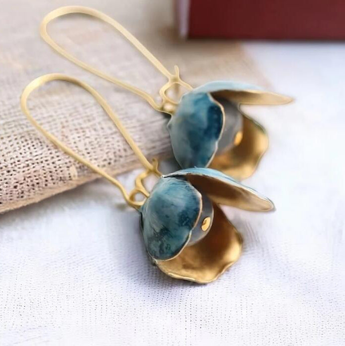 Gold Floral Bead Ear Hangers
