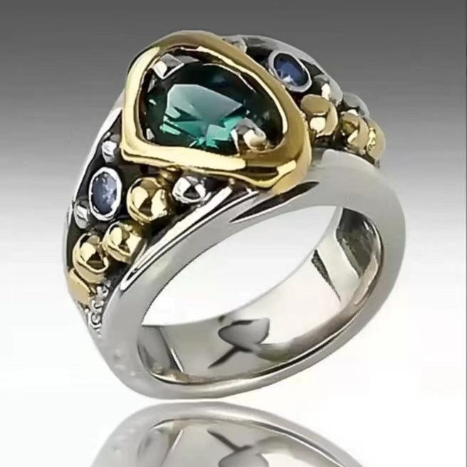 Ethnic Heavy Work Zircon Ring