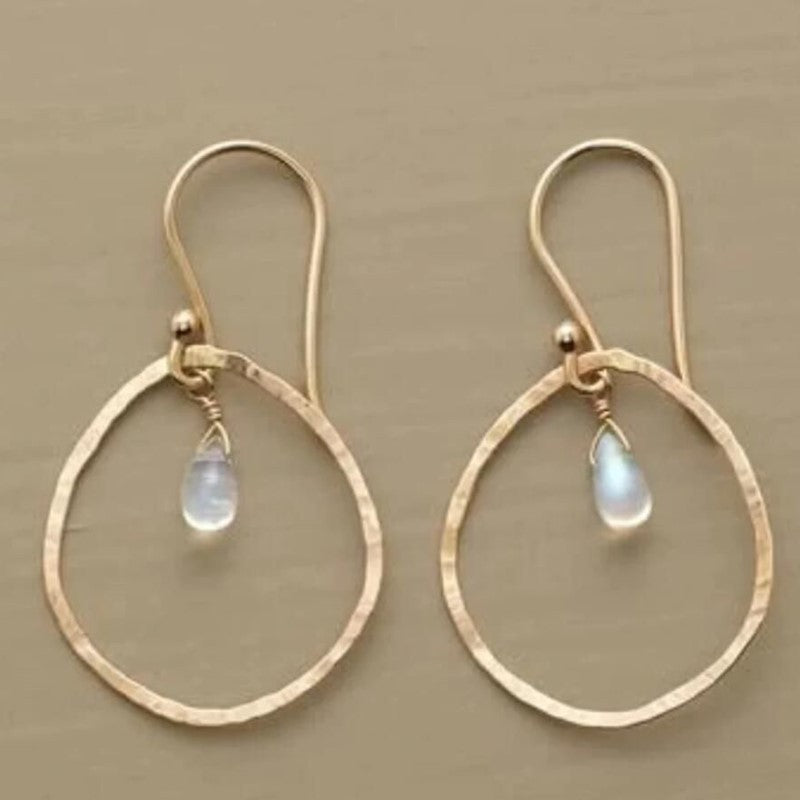 Gold Diamond Hollow Drop Earrings