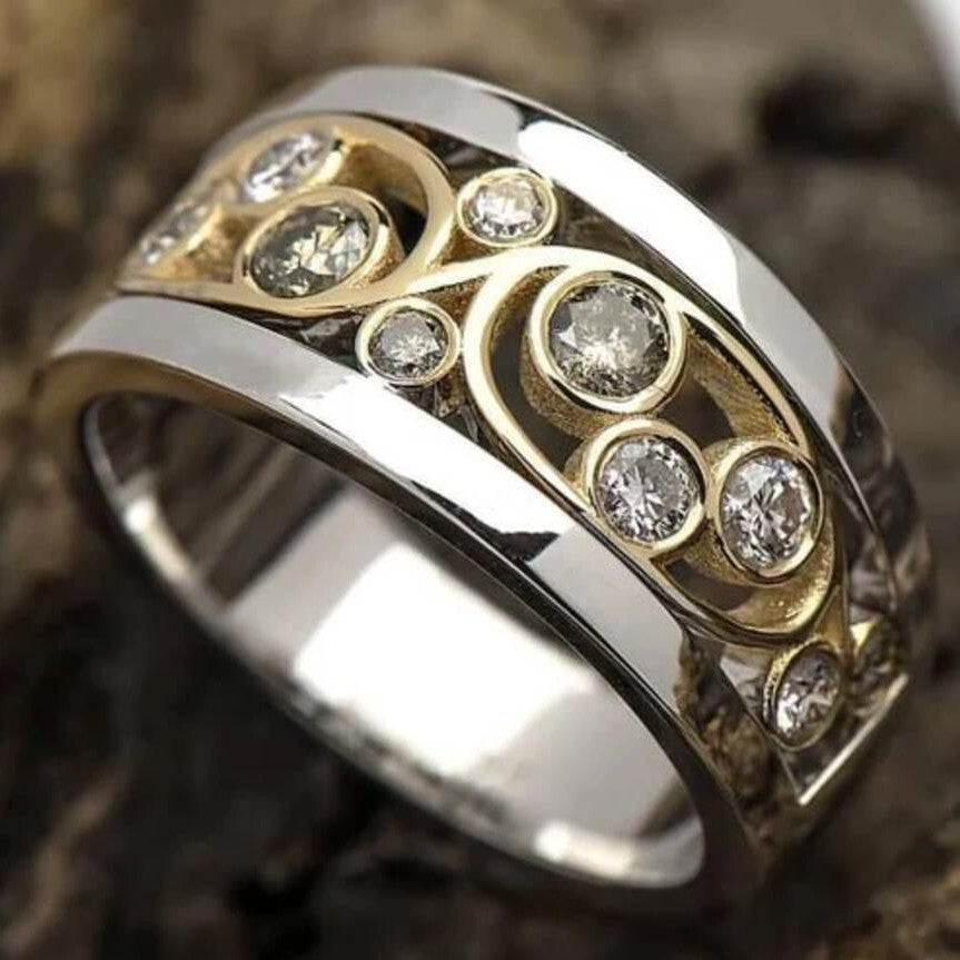 Plated Zircon Pattern Ring