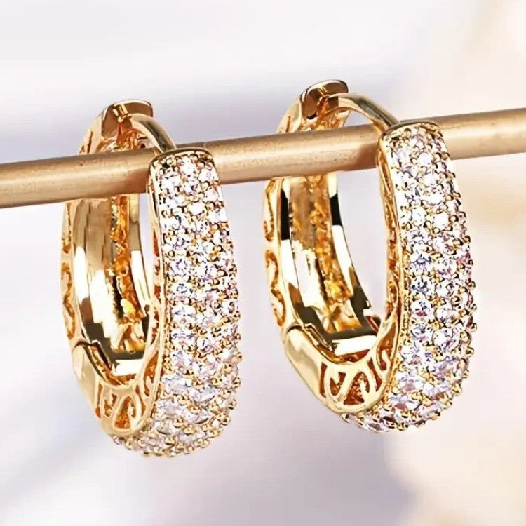 Diamond-Encrusted Openwork Hoops