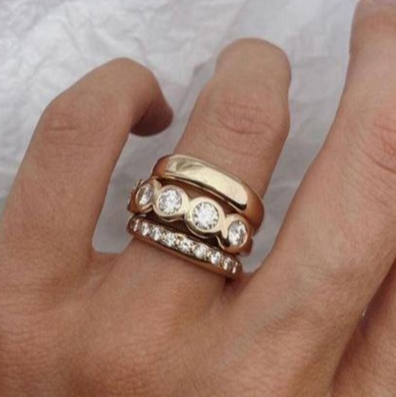 Micro-Pave Zircon Ring Trio Set | Vintage Style Rings