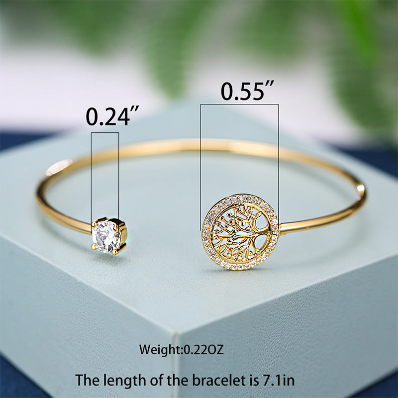Simple and fashionable tree of life fresh and sweet open bracelet