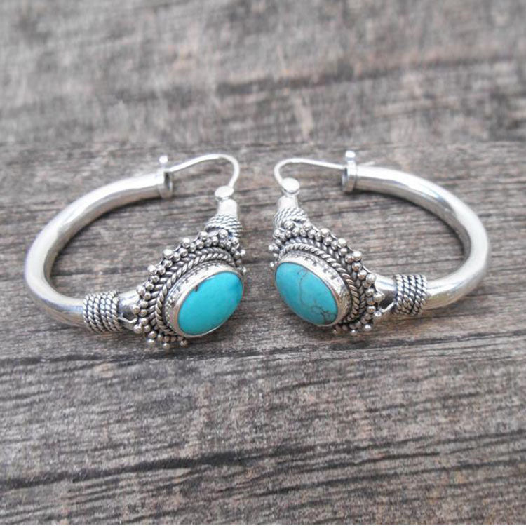 Turquoise Bohemian Ear Hoops