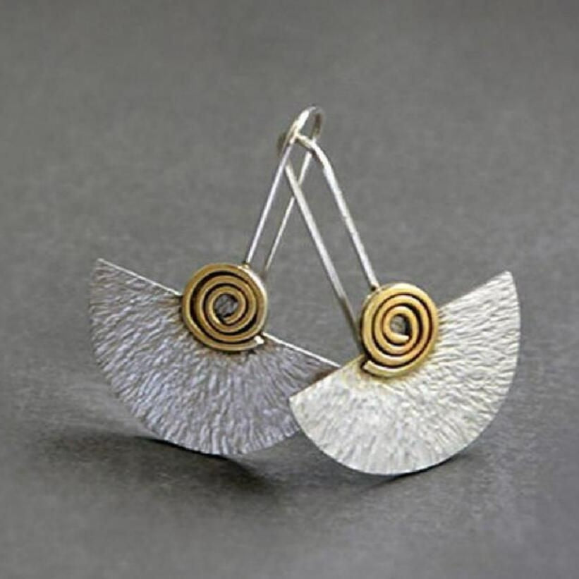 Spiral Half-Moon Disc Earrings