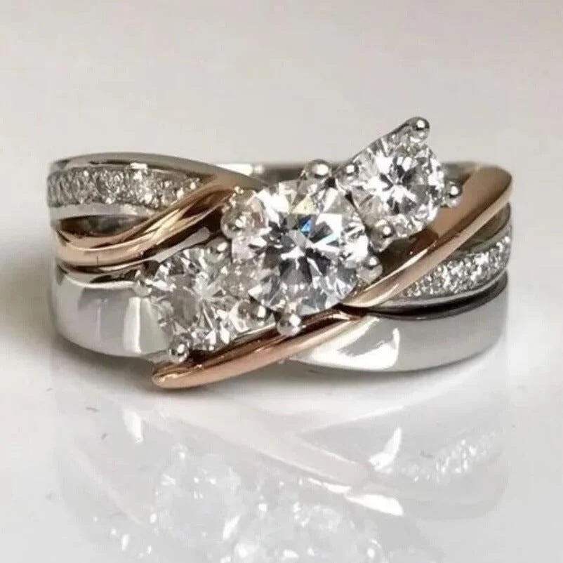 Three-Diamond Dual-Tone Ring