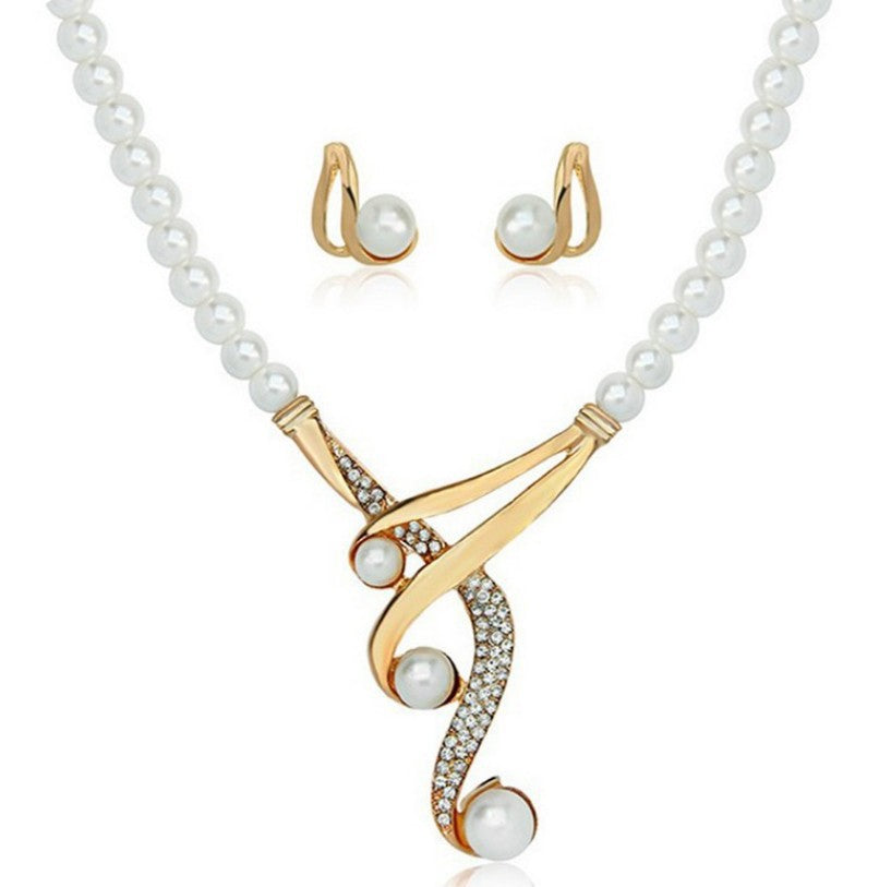 Fashion pearl necklace and earrings set of two