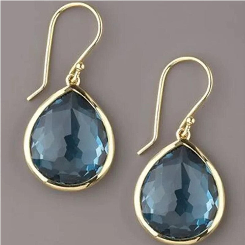 Blue Crystal Waterdrop Earrings