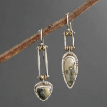 Green Blue Stone Tribal Earrings